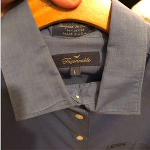 Women's Large Faconnable Shirt, NEW, Blue